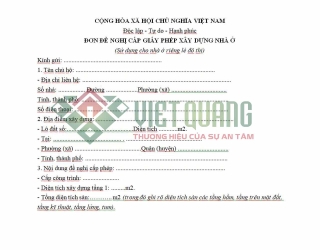 Mẫu đơn xin phép sửa chữa, cải tạo nhà ở 